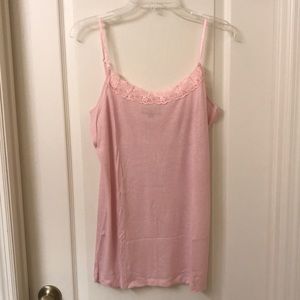 New Gap XL wool blend ribbed lace trim pink camisole